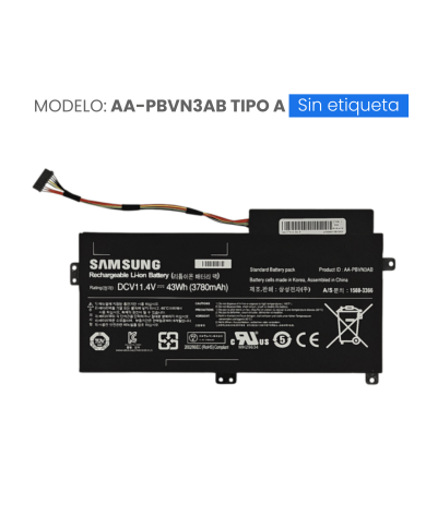 BATERIA PARA SAMSUNG AA-PBVN3AB, AA-PBVN2AB 11.1V 3400mAh 38Wh TIPO A