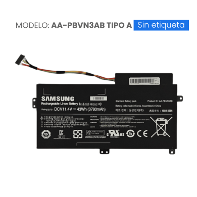 BATERIA PARA SAMSUNG AA-PBVN3AB, AA-PBVN2AB 11.1V 3400mAh 38Wh TIPO A
