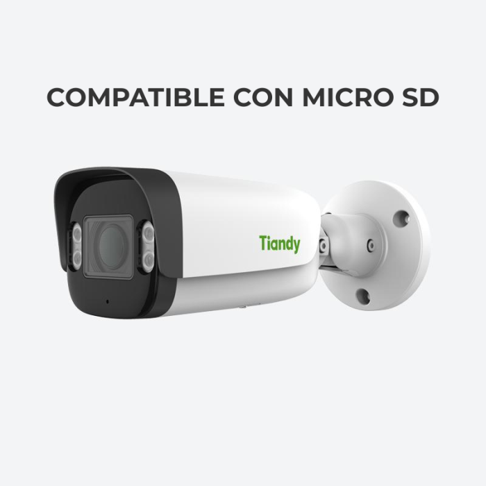 CAMARA IPC SMD TIPO BALA 5MP MOTORIZADA 2.7-13.5mm IR 80m MIC POE IP67 TC-C35US TIANDY