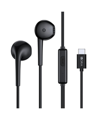 AUDIFONO ALAMBRICO USB TIPO C NEGRO AUT124N 1HORA