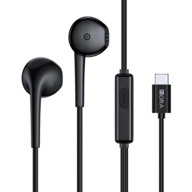AUDIFONO ALAMBRICO USB TIPO C NEGRO AUT124N 1HORA