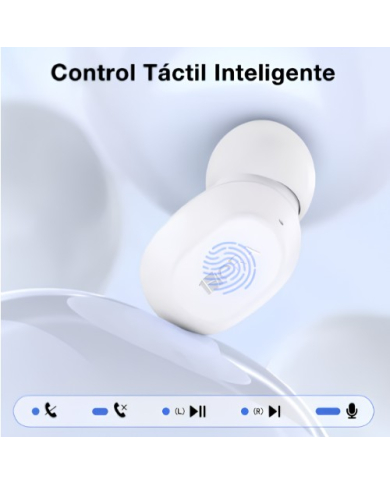 AUDIFONO BLUETOOTH TWS AUT208B BLANCO 1HORA