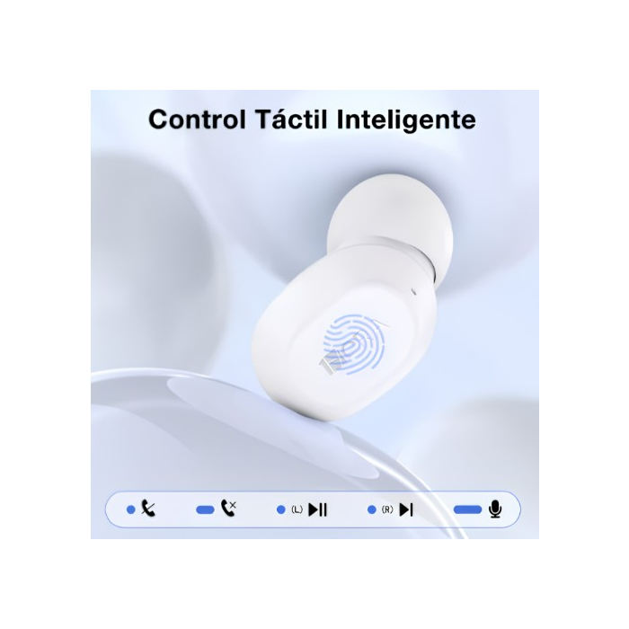 AUDIFONO BLUETOOTH TWS AUT208B BLANCO 1HORA