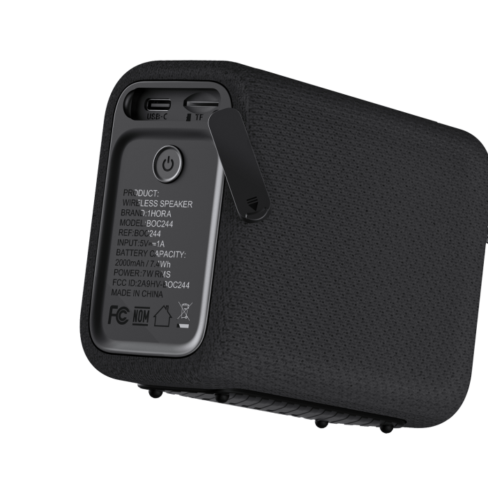PARLANTE BLUETOOTH PORTATIL 7W NEGRO BOC244N 1HORA