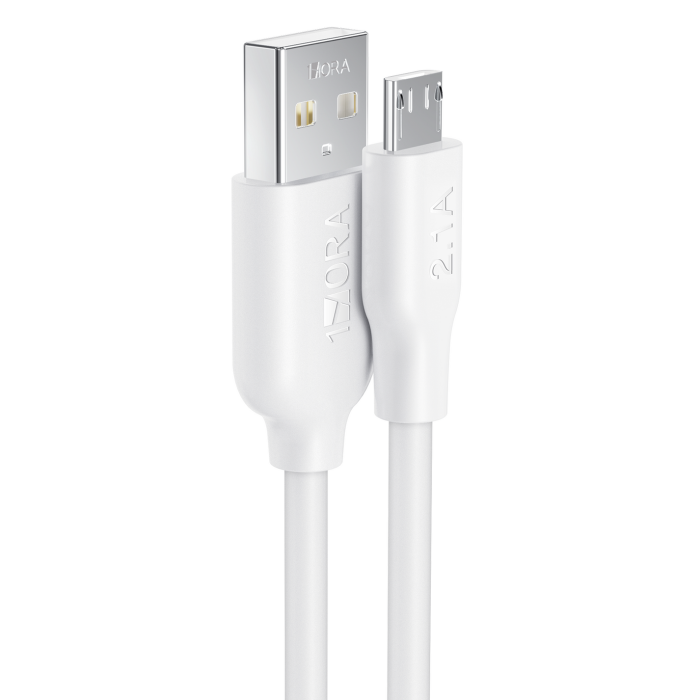 CABLE USB TIPO V8 (USB A- MICRO USB V8) 2.1A 1m BLANCO CAB236B 1HORA