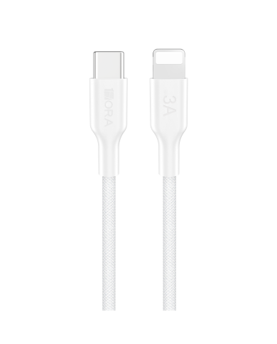 CABLE USB TIPO C a LIGHTNING 3A BLANCO ENMALLADO 1M 1HORA