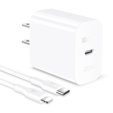 COMBO CARGADOR TIPO C 20W + CABLE USB TIPO C A LIGHTNING BLANCO GAR154B 1HORA