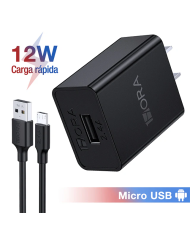 COMBO CARGADOR V8 2.4A CABLE USB MOD. GAR124 1 HORA