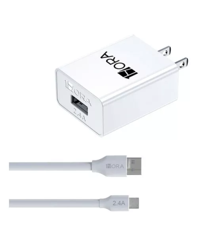 COMBO CARGADOR V8 2.4A CABLE USB MOD. GAR124 1 HORA