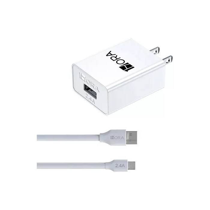 COMBO CARGADOR V8 2.4A CABLE USB MOD. GAR124 1 HORA