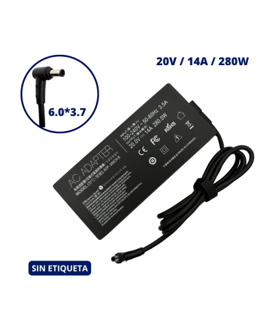 CARGADOR PARA ASUS 20V 14A PLUG 6.0x3.7