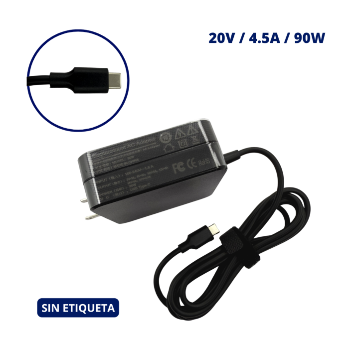 CARGADOR PARA ASUS 20V 4.5A PLUG USB TIPO C