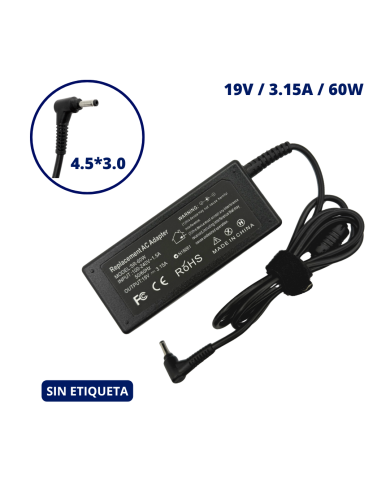CARGADOR PARA GATEWAY 19V 3.15A PLUG 3.5x1.35