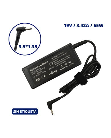CARGADOR PARA GATEWAY 19V 3.42A PLUG 3.5x1.35