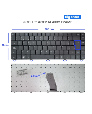 VC-TECLADO PARA ACER 14 4332 FRAME BIG ENTER