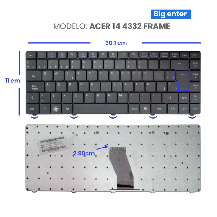 VC-TECLADO PARA ACER 14 4332 FRAME BIG ENTER