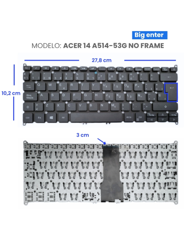 VC-TECLADO PARA ACER 14 A514-53G NO FRAME BIG ENTER