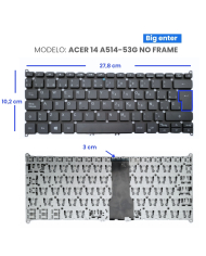 VC-TECLADO PARA DELL 14 E5450 NO FRAME BIG ENTER TRACK POINT RETROILUMINADO