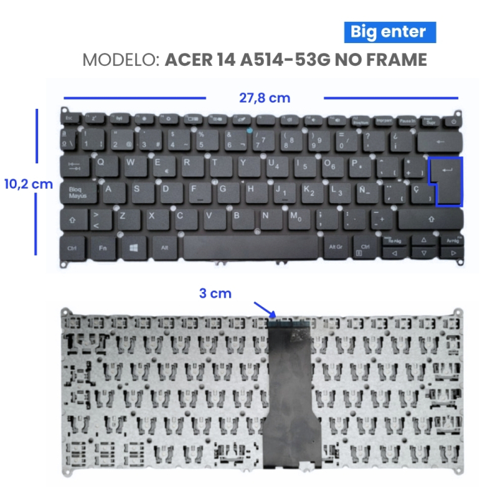VC-TECLADO PARA ACER 14 A514-53G NO FRAME BIG ENTER