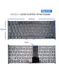 VC-TECLADO PARA ACER V5-471 V5-431 NO FRAME BIG ENTER