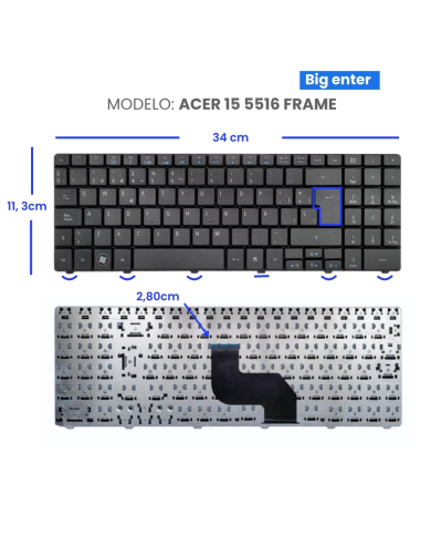 VC-TECLADO PARA ACER 15 5516 FRAME BIG ENTER