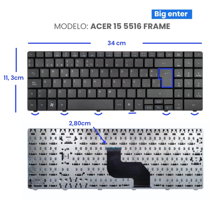 VC-TECLADO PARA ACER 15 5516 FRAME BIG ENTER
