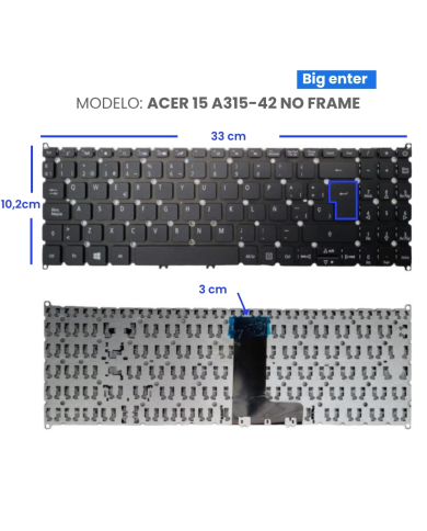 VC-TECLADO PARA ACER 15 A315-42 NO FRAME BIG ENTER