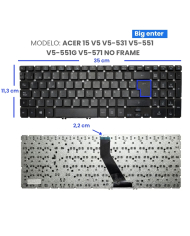 VC-TECLADO PARA ACER 14 3810 3750G 3815 4743 FRAME BIG ENTER