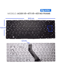 VC-TECLADO PARA ACER V5-471 V5-431 NO FRAME BIG ENTER