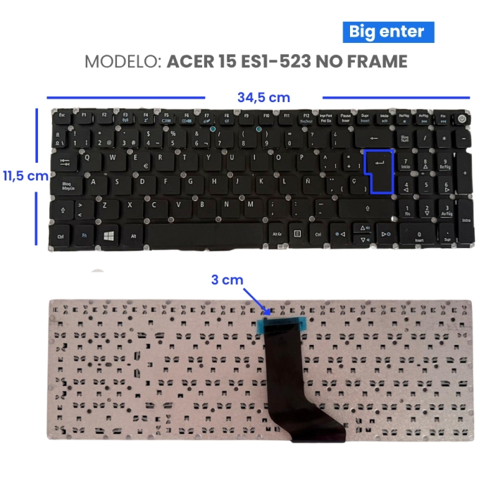 VC-TECLADO PARA ACER 15 ES1-523 NO FRAME BIG ENTER