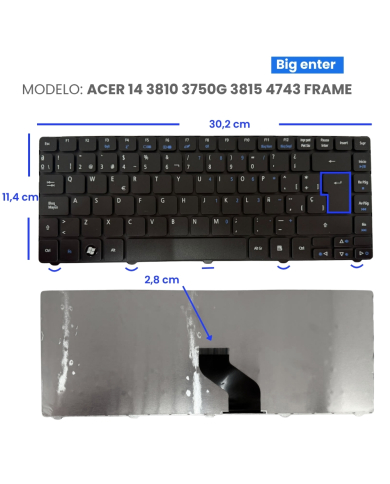VC-TECLADO PARA ACER 14 3810 3750G 3815 4743 FRAME BIG ENTER