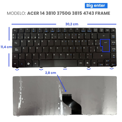 VC-TECLADO PARA ACER 14 3810 3750G 3815 4743 FRAME BIG ENTER