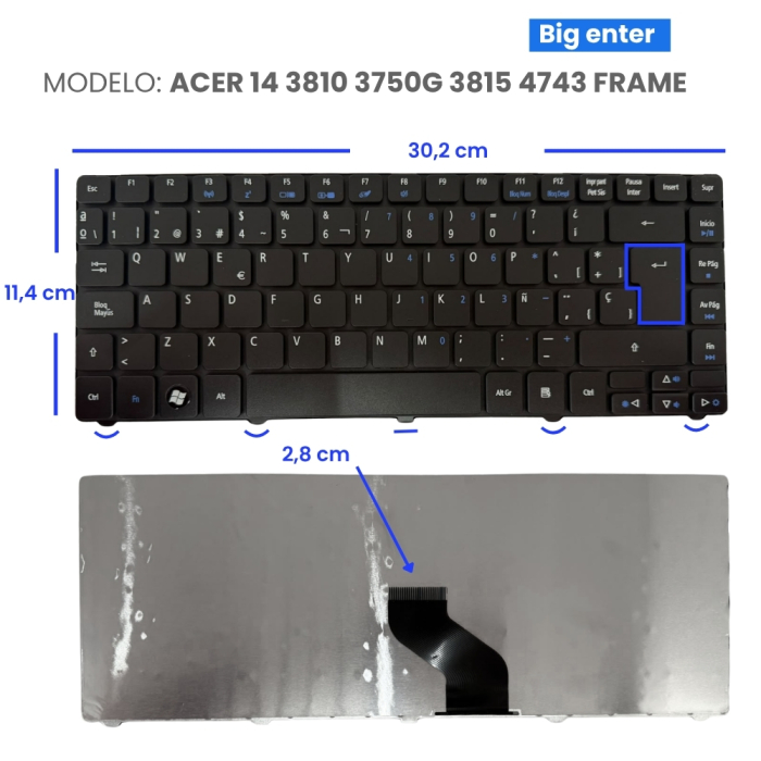 VC-TECLADO PARA ACER 14 3810 3750G 3815 4743 FRAME BIG ENTER