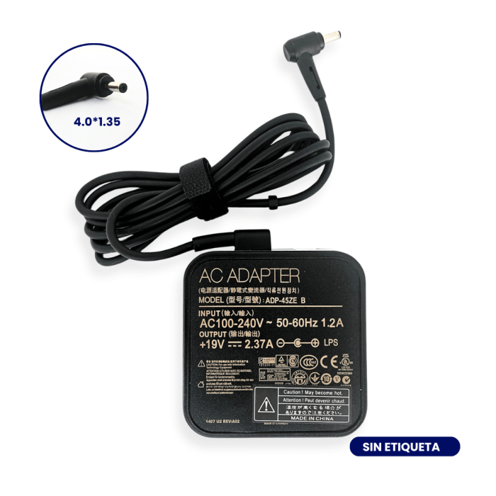 OR-CARGADOR ORIGINAL ASUS 19V 2.37A PLUG 4.0x1.35