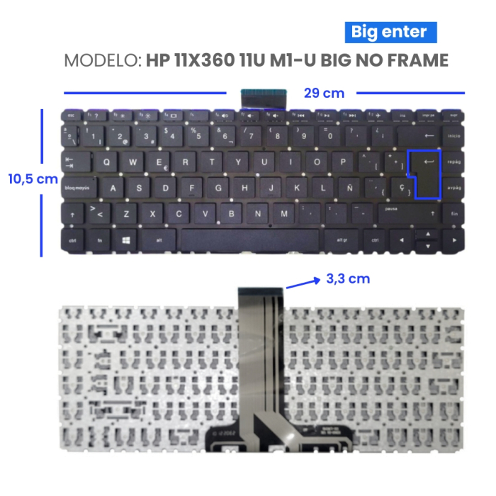 TECLADO PARA HP 11X360 11U M1-U BIG ENTER NO FRAME