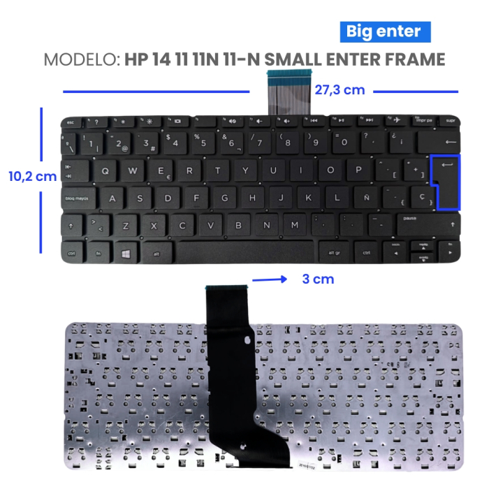 VC-TECLADO PARA HP 14 11 11N 11-N SMALL ENTER FRAME