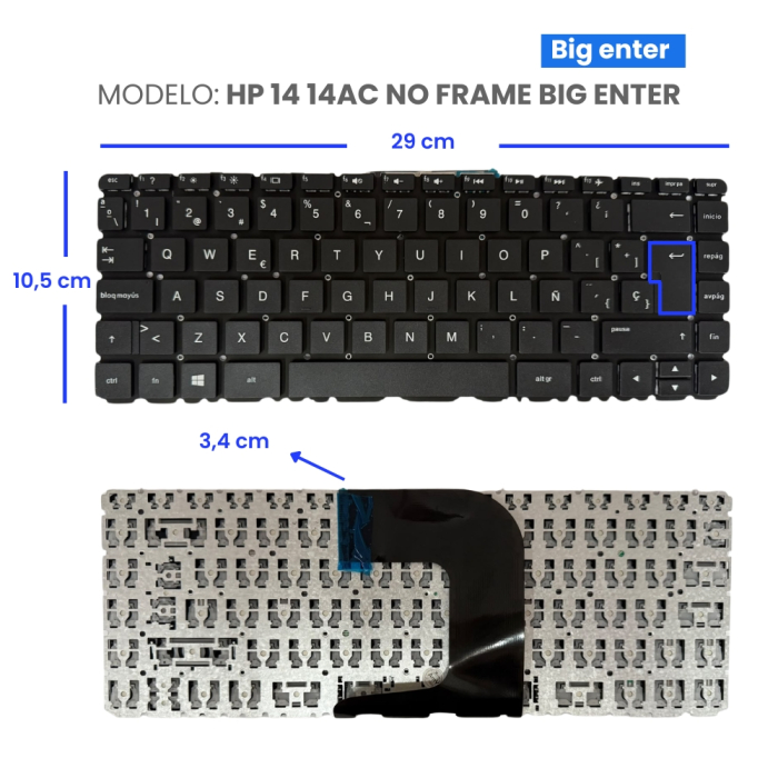 VC-TECLADO PARA HP 14 14AC NO FRAME BIG ENTER