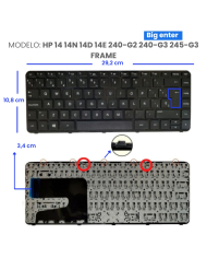 VC-TECLADO PARA HP 15 15N 15A 15E 15G 15H 15R 15S 15Z-B 15Z-G 250 G2 G3 FRAME
