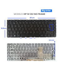 VC-TECLADO PARA DELL 14 1545 1540 1420 1525 VOSTRO 500 1400 1500 FRAME BIG ENTER