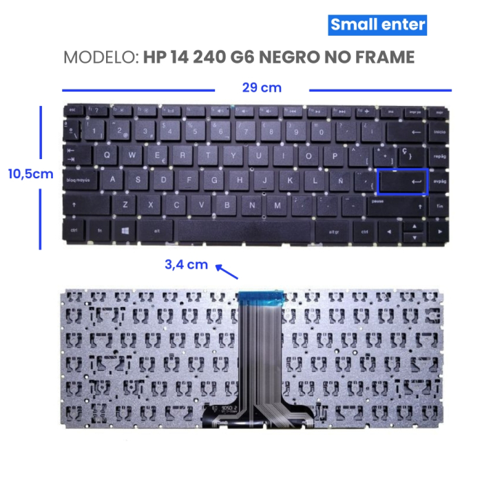 VC-TECLADO PARA HP 14 240 G6 NEGRO NO FRAME SMALL ENTER