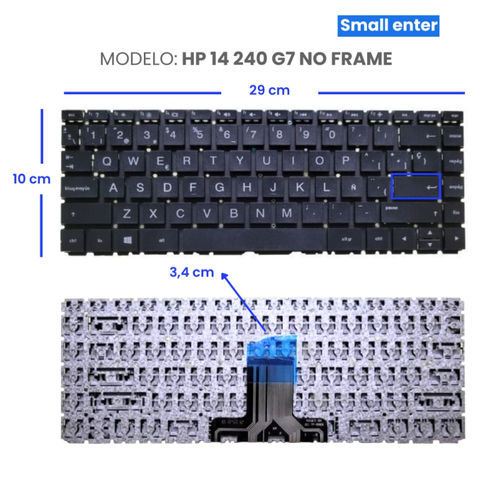 VC-TECLADO PARA HP 14 240 G7 NO FRAME SMALL ENTER