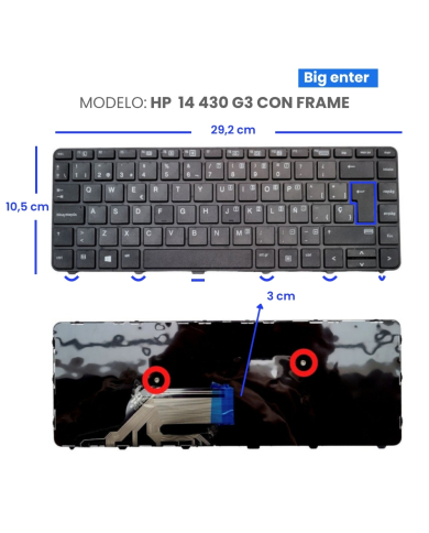 VC-TECLADO PARA HP 14 430 G3 BIG ENTER CON FRAME