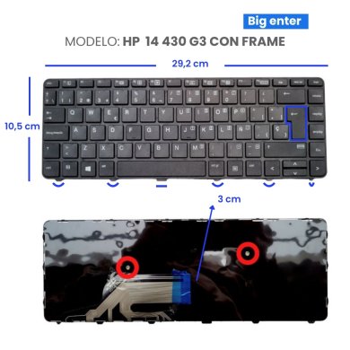 VC-TECLADO PARA HP 14 430 G3 BIG ENTER CON FRAME