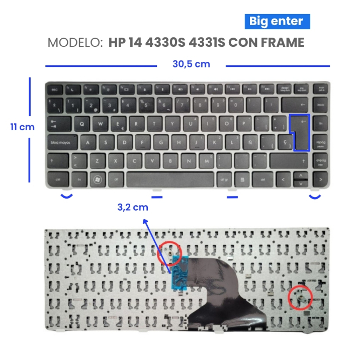 VC-TECLADO PARA HP 14 4330S 4331S FRAME BIG ENTER