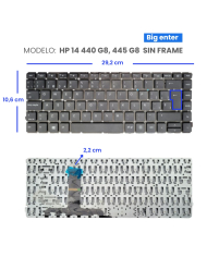 VC-TECLADO PARA DELL 14 E5450 NO FRAME BIG ENTER TRACK POINT RETROILUMINADO