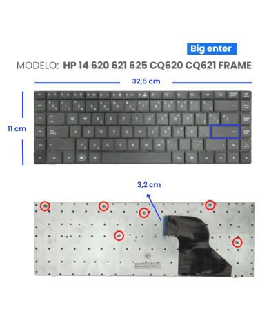 VC-TECLADO PARA HP 14 620 621 625 CQ620 CQ621