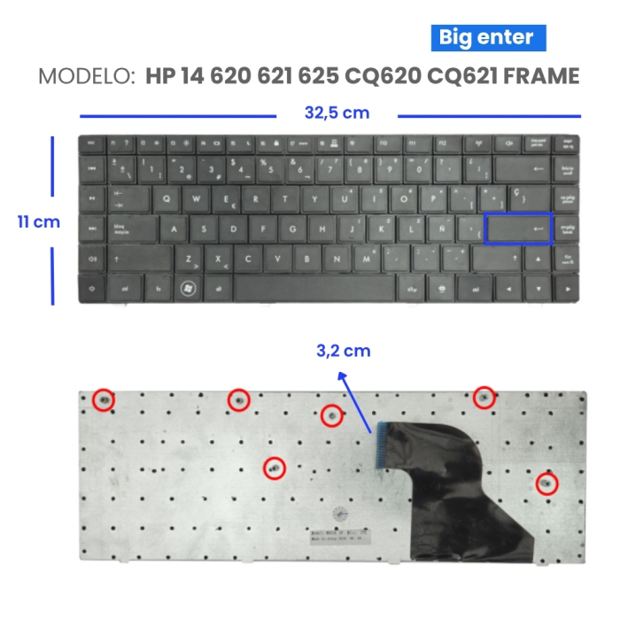 VC-TECLADO PARA HP 14 620 621 625 CQ620 CQ621