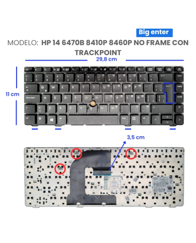 VC-TECLADO PARA HP 14 6470B 8410P 8460P NO FRAME CON TRACKPOINT