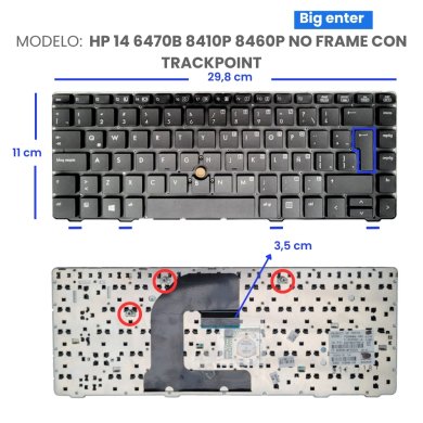 VC-TECLADO PARA HP 14 6470B 8410P 8460P NO FRAME CON TRACKPOINT