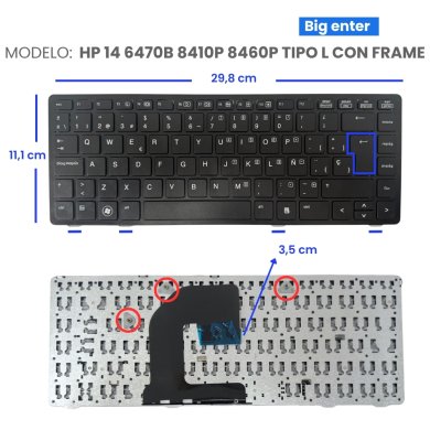 VC-TECLADO PARA HP 14 6470B 8410P 8460P BIG ENTER CON FRAME